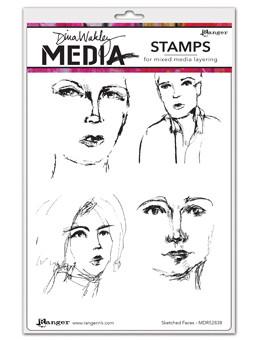 Dina Wakley Media Stamps Sketched Faces Stamps Dina Wakley Media 