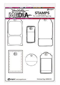 Dina Wakley Media Stamp Perforated Tags Stamps Dina Wakley Media 