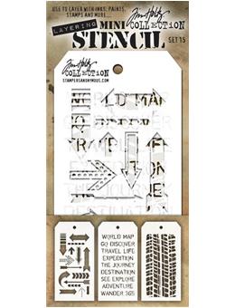 Tim Holtz® Stampers Anonymous - Mini Layering Stencils - Set #15 Stencil Tim Holtz Other 