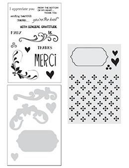 Wendy Vecchi Stamp, Die & Stencil Set - Merci & More Set Wendy Vecchi 